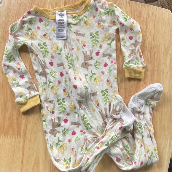Carter's Other - Carter's Cream and Yellow Animal and Floral Footie